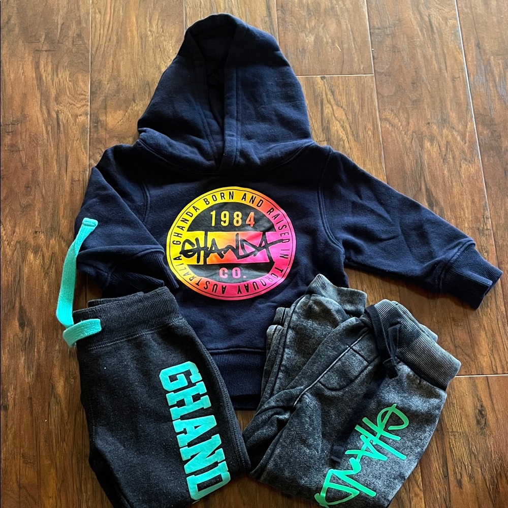GHANDA Bundle! Navy Hoodie and Jogger Set with Colorful Logos